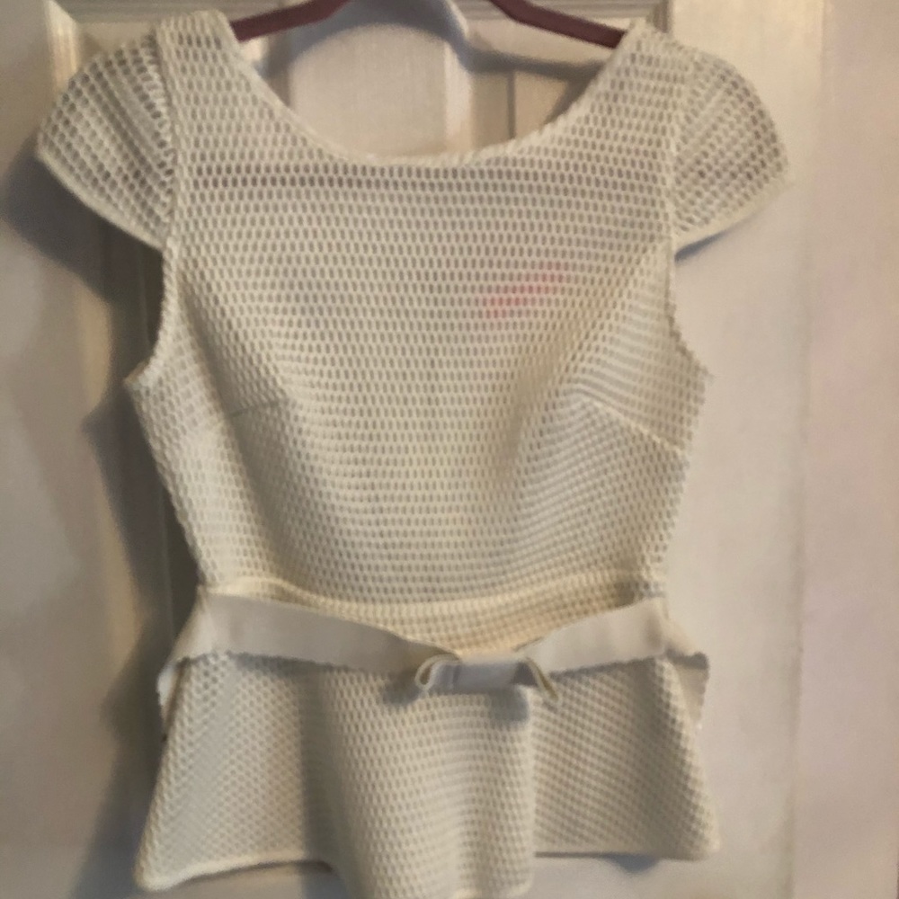 White cap sleeve top with bow belt